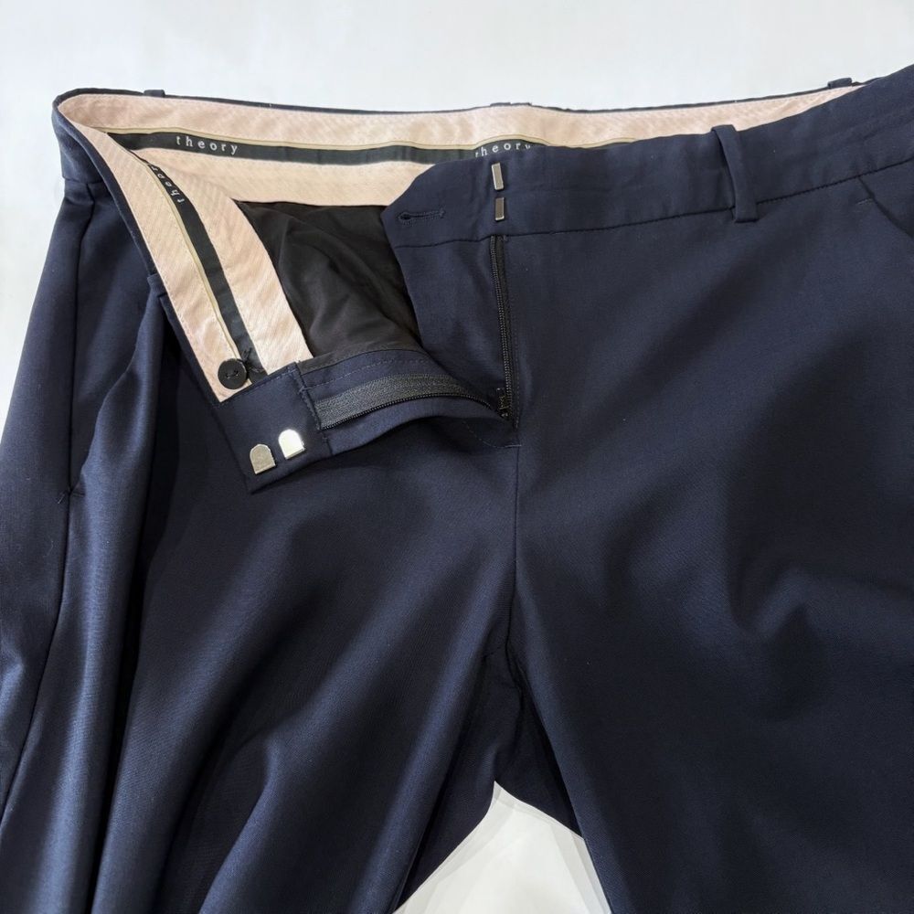 Theory Women Navy Dress Pants Size 10 Tailored Straight Office Minimalist - Picture 2 of 7